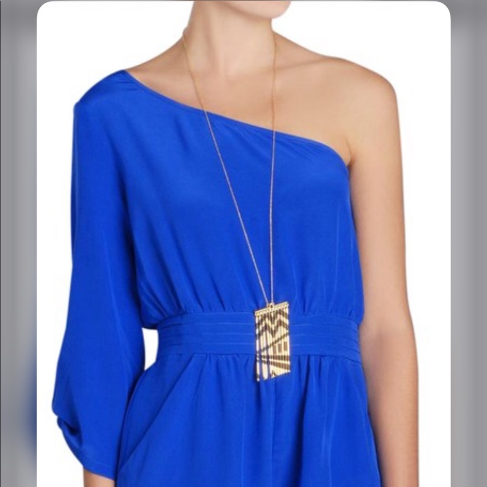 Charlie Jade Silk One Shoulder Jumpsuit/Romper- teal